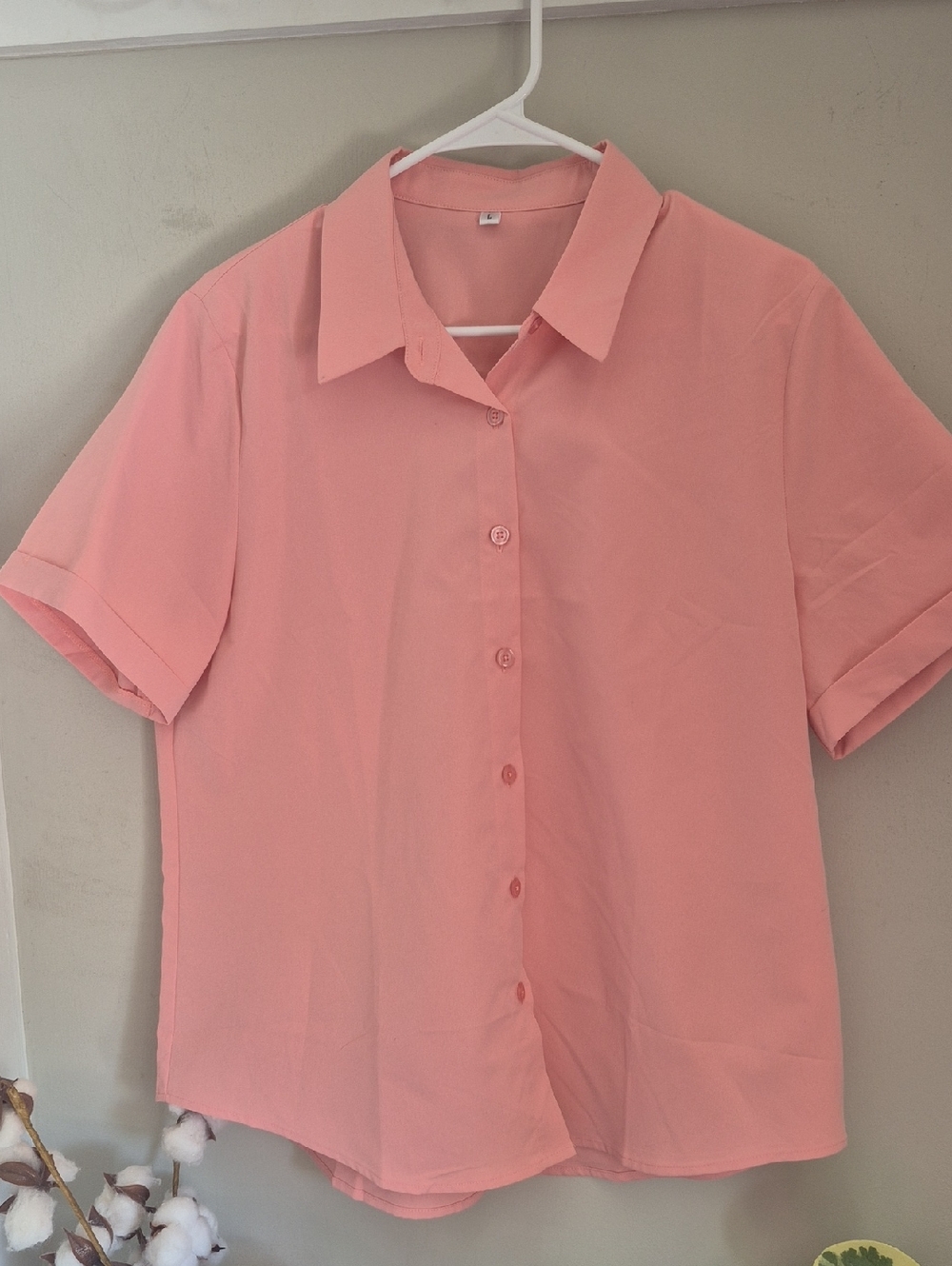 Peach Short Sleeve Button-Down Shirt